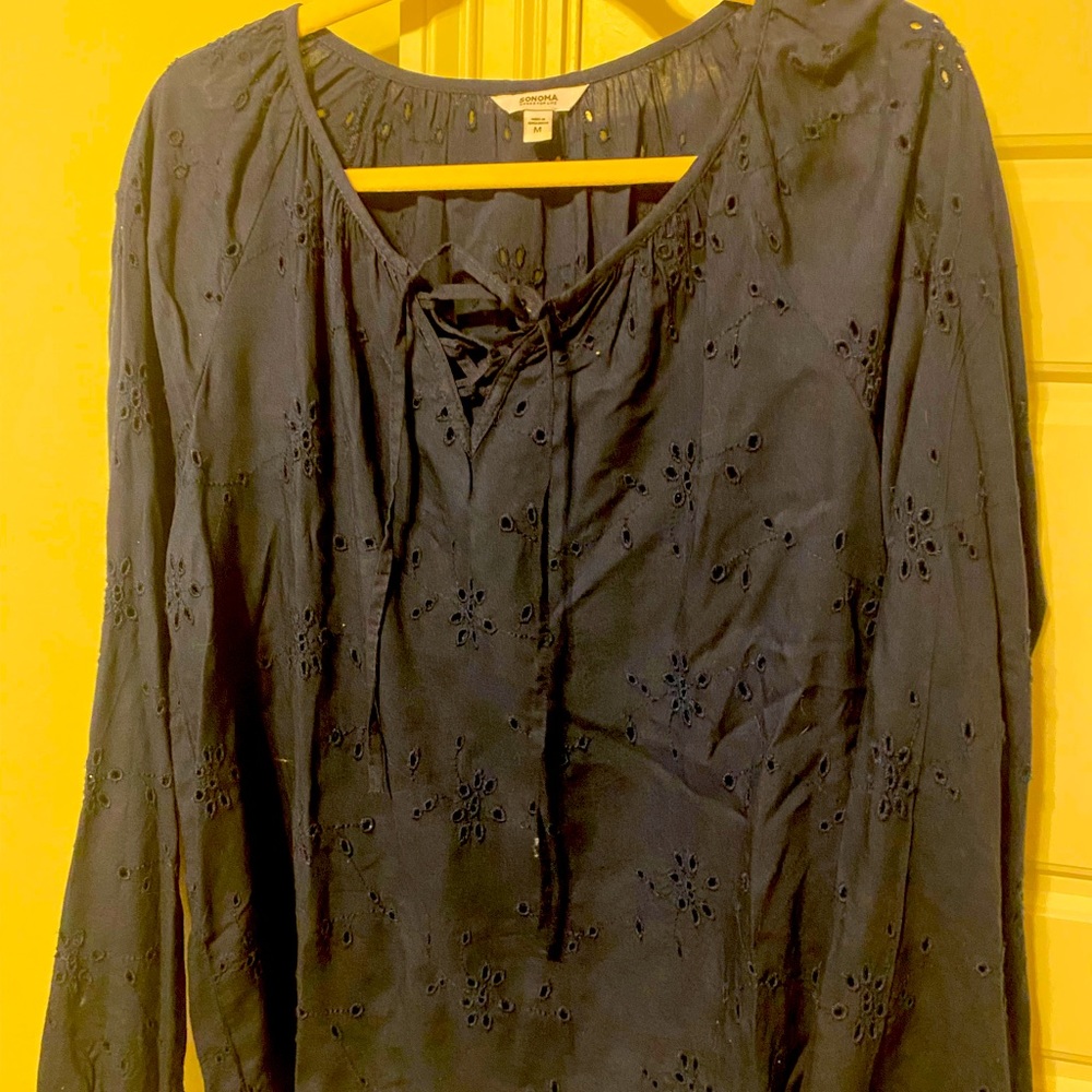 Navy Sonoma eyelet top